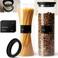 KIVY Airtight glass jars with transparent Glass Lid [2x 60oz] Glass airtight food storage containers - Pasta containers storage - Spaghetti container - Pasta containers for pantry flour Jar