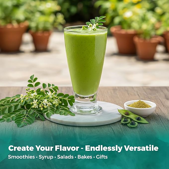 Fresh Moringa Leaf Tea from the USA – 100% Pure, Wild-Harvested Herbal Loose Leaf Tea, Natural Aroma, Caffeine-Free, Grown and Packed in the USA (5oz)