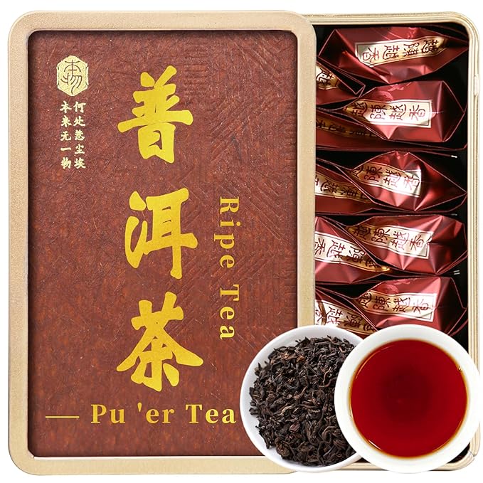 XIXICHA Pu 'er Tea Puerh Ripe Tea Loose Leaf Authentic Chinese tea Black TeaNo additives All-natural 140g/4.94oz （20 bags）普洱熟茶袋泡 独立包装茶叶