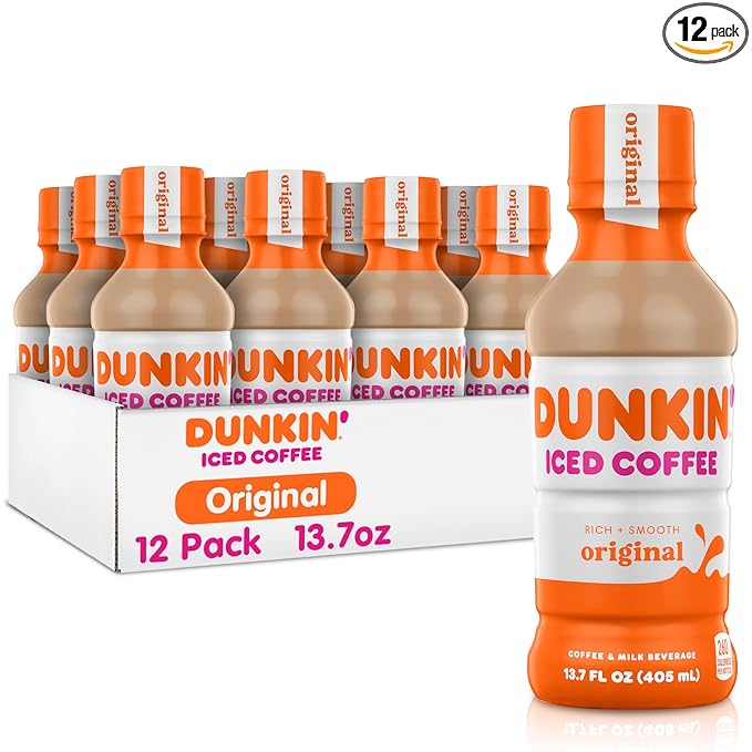 Dunkin' Original Iced Coffee Bottle, 13.7 fl oz, 12 Pack