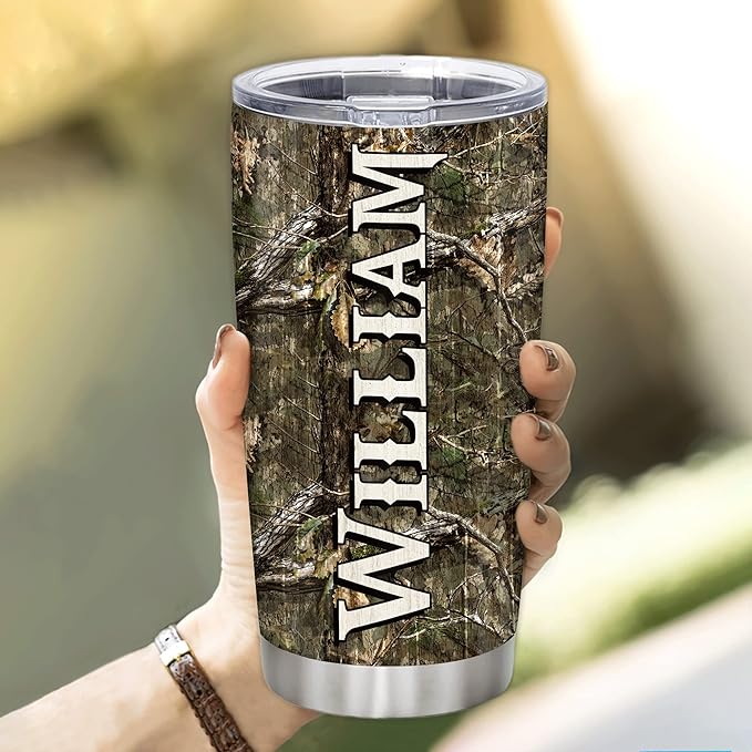 Hyturtle Personalized Hunting Gifts For Men - Deer Hunting Tumbler 20 Oz Travel Coffee Mug Stainless Steel - Fathers Day Gift For Dad, Him, Boy, Husband, Hunters On Birthday, Christmas