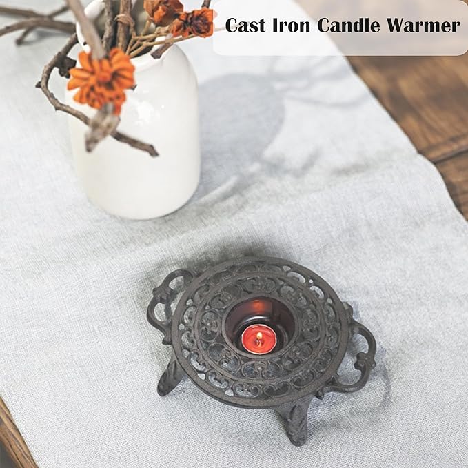 44oz Cast Iron Teapot Set with Tea Light Warmer, Durable Japanese Tetsubin Teapot for Stovetop, Asian Tea Kettle for Adults, Elegant Durable Tea Gift Set (1300ml)
