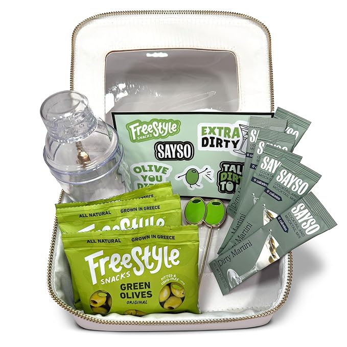 SAYSO: On-the-Go Dirty Martini Kit | Infuses with Cold Water & Spirits for a Premium Craft Cocktail or Mocktail | for Dirty Martini Lovers