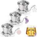 3 Sets Tea Infusers Steeper for Loose Leaf Tea Holder Stainless Steel Tea Ball Mesh Strainer Filters with Drip Trays and Pendant(Elegant Style)