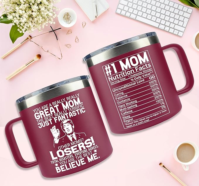 Gifts for Mom from Daughter, Son - Christmas Gifts for Mom, Wife, Women - Moms Birthday Gift Ideas, Cool Birthday gifts for Moms, Mothers - Best mom Mug, 14 oz Stainless Steel moms Coffee Mug