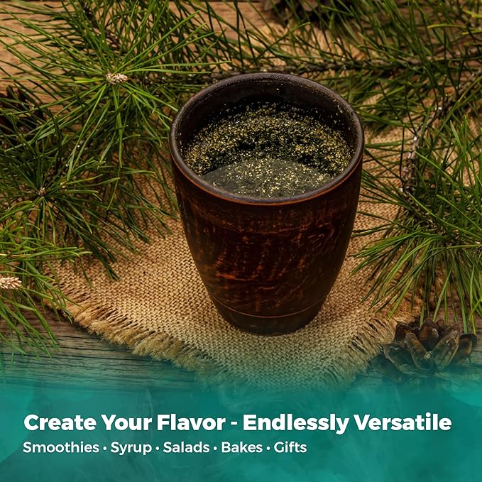 USA Fresh White Pine Needle Tea – 100% Pure Wild-Harvested USA Pine Needles, Fresh Aromatic Herbal Tea, No Additives, Premium Loose Leaf, Natural Forest Flavor (15oz)