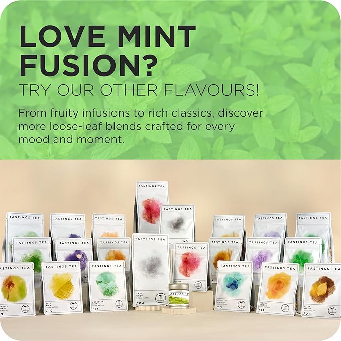 Tastings Tea Mint Fusion - 3.5oz Loose Leaf | Energising Boost | Small-Batch Freshness