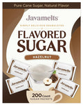 Javamelts Hazelnut Flavored Sugar Packets | Pure Cane Sugar for Baking, Coffee Syrup Substitute, Cocktails, Tea | Non GMO, Non Dairy, Gluten Free, Kosher | 200 Bulk Sugar Packets