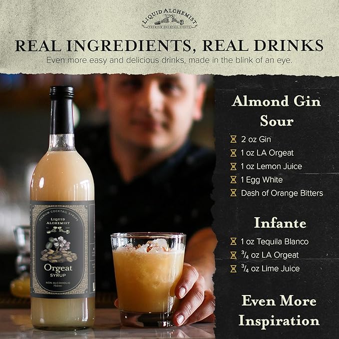Liquid Alchemist Orgeat Syrup for Cocktails - Real Ingredients Make Our Almond Syrup the Perfect Mai Tai Mix - Non-GMO, Gluten Free & Vegan (12.7 oz)