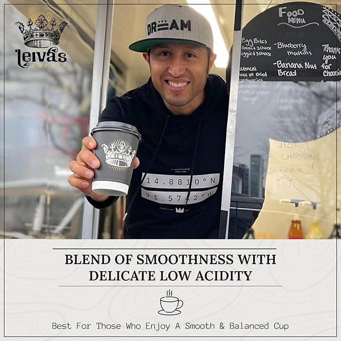 Leiva’s Breakfast Blend Medium Roast Coffee (8oz), Roasted to Order, Small Batch Guatemalan Beans – Organic Single Origin Coffee Ground - Low Acidity Medium Roast for Drip & French Press Brews