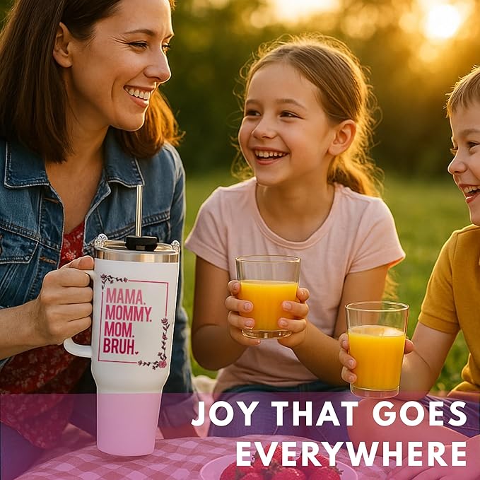 Christmas Gifts for Mom, Mama Mommy Mom Bruh Tumbler With Handle 40Oz, Mama Tumbler, Momma Coffee Mug, Mommy Cup, Birthday Present for Mother, Momma Gifts Ideas from Daughters, Sons, Kids