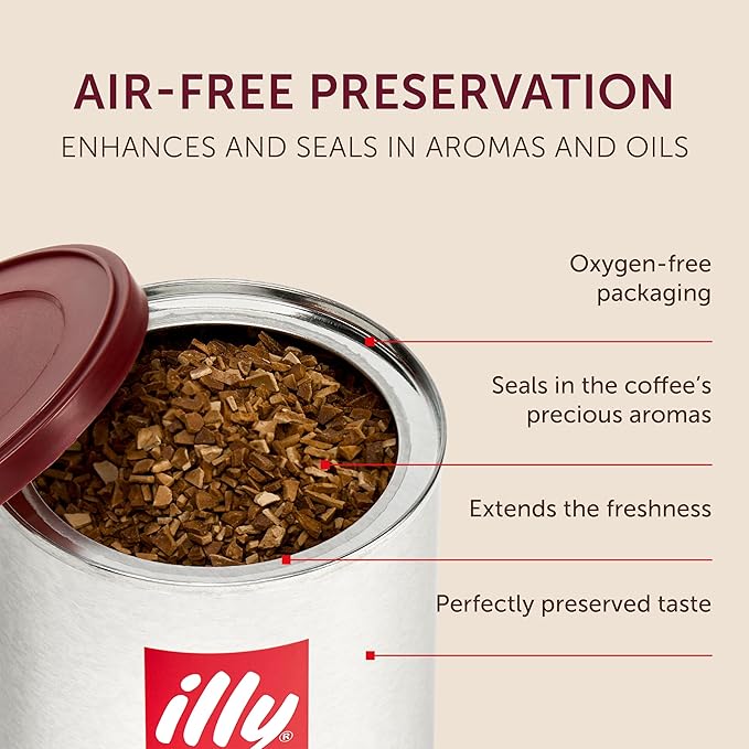 Illy Instant Coffee, Intenso Dark Roast – Bold & Full-Bodied – 100% Arabica – Rich & Robust Flavor – Sealed for Freshness – 3.3oz can (Pack of 6)