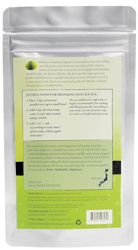 TASTE OF KYOTO Matcha Green Tea, Reserve, 2.12 Ounce