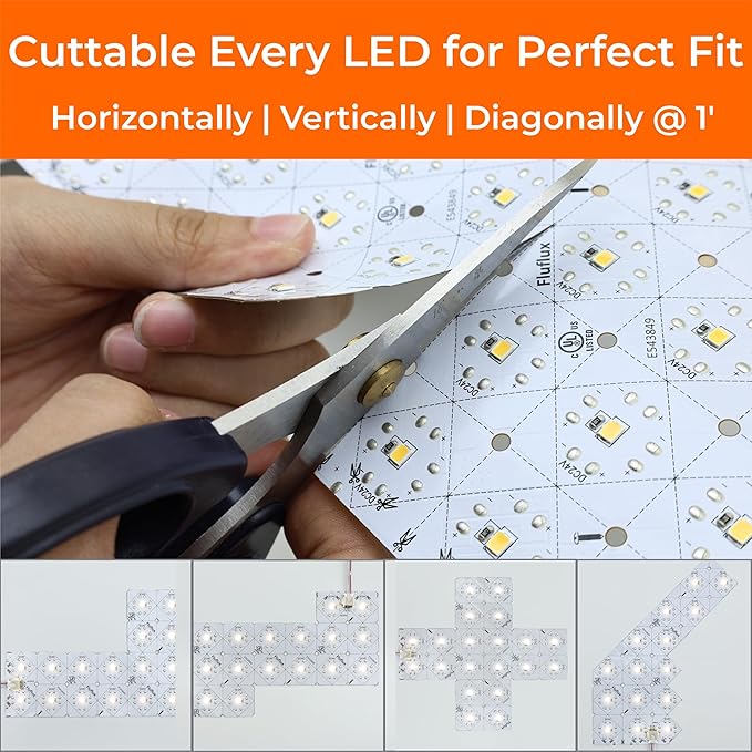 12"x24" LED Flexible Sheet 4000K, Cuttable Every 1'', High CRI 95, 24V DC Backlit Panel, 22W/pc, Dimmable, UL Listed, Uniform Lighting for Countertops, Architectural Projects (No Power Supply)