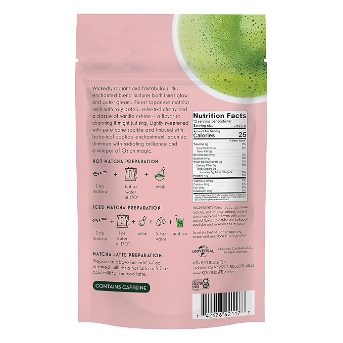 The Republic of Tea - Wicked Pink Goes Good with Green Beauty Matcha, 2.96 oz Bag