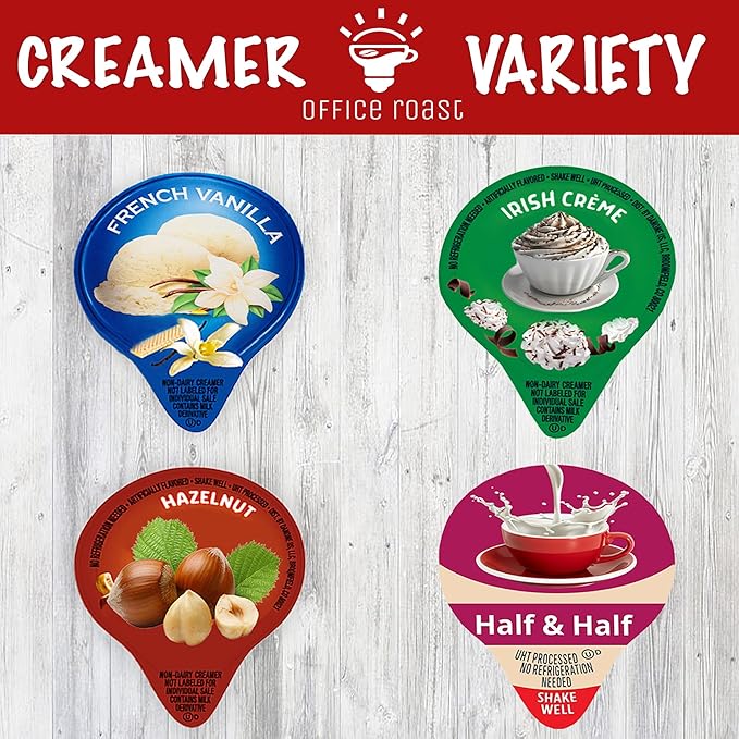 Variety Pack Creamers Liquid Creamer Singles | Gift Assortment Box | Coffee Cream | French Vanilla, Hazelnut, Half-Half & Irish Cream - No Refrigeration - Box Of 96