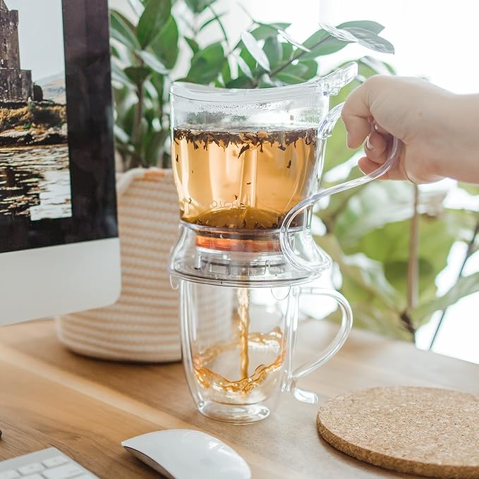 GROSCHE Aberdeen Tea Infuser Teapot & Smart Tea Maker - BPA-Free, Drip-Free Design | Coaster | Easy Brew | Easy Clean Steeper - Ideal Herbal Tea Gift & Holiday Gifts for Tea Lovers, (17.7 oz - 525 ml)