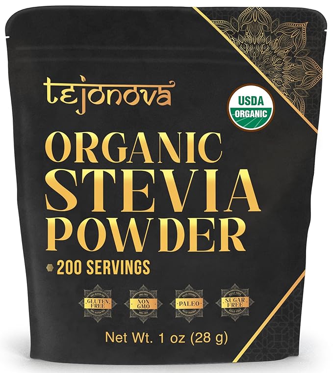 tejonova Organic Stevia Powder, 1oz, Stevia Sweetener, Stevia Organic from Stevia Leaf, Stevia Extract Powder, Zero Calorie Sweetener, Stevia Sugar Substitute, Pure Stevia No Additives, 200 Servings