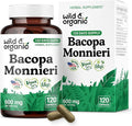 Wild & Organic Bacopa Monnieri Capsules 600 mg - Brain Support - Natural Bacopa Supplements - Brahmi Capsules - 120 Days of Supply - Vegan, No Fillers, Non-GMO - 120 Count