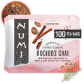 Numi Organic Rooibos Chai Tea, 100 Tea Bags, Herbal Red Tea with Cinnamon, Allspice, Ginger & Cardamom, Caffeine Free Chai