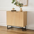 Fluted Storage Cabinet Sideboard Buffet Cabinet, Modern Accent Cabinets with Adjustable Shelves, Wooden Credenza, Console Table Entryway Cabinets for Living Dining Room, Natural Oak