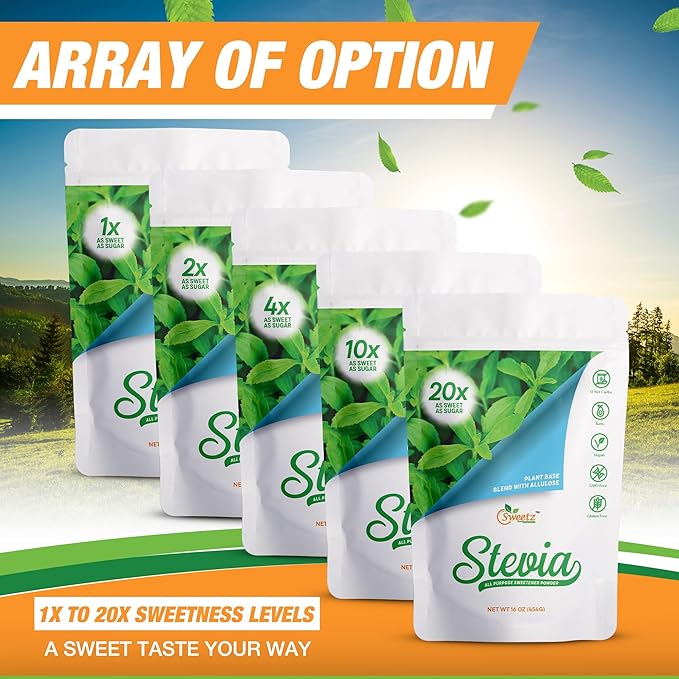Allulose – Stevia Blend All Purpose Sweetener – 10X Sugar Sweetness; Total Servings 1135; Zero Calorie Sweetener, Sugar-Free Substitute for Baking, Smoothies, Coffee; Low Carb Keto Diet Friendly Food | 1-LB
