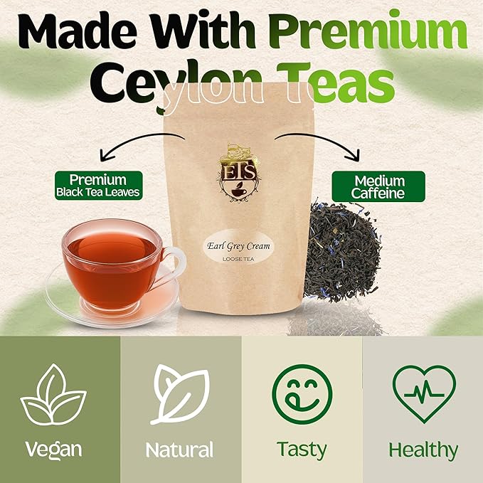 English Tea Store Earl Grey Cream Tea | Loose Leaf Tea Pouches | 16oz Bulk Pack | Smooth Vanilla & Bergamot Blend | Medium Caffeine | English Tea Store Signature | Premium Black Tea Leaves