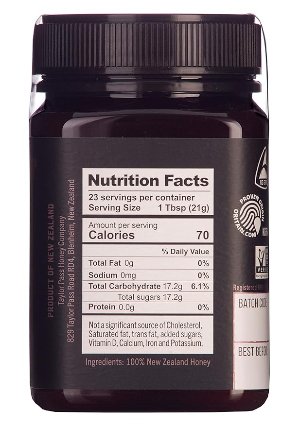 Taylor Pass Honey Co Manuka Honey UMF 5+ MGO 83+ | Monofloral New Zealand Honey | Sustainable, Non-GMO, Halal, UMF Certified | BPA-Free Jar | 1lb 1.6oz