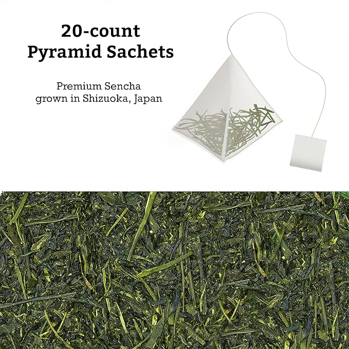 SUGIMOTO TEA Japanese Sencha Green Tea Bags 20 Count Pack of 1