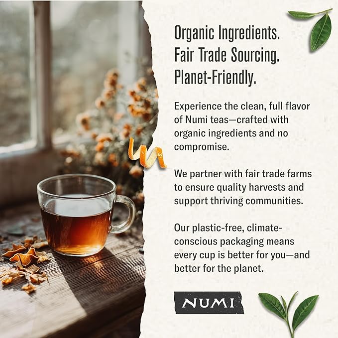 Numi Organic Aged Earl Grey Tea, 18ct Black Tea Bags, Flavorful Assam Aged Tea with Real Bergamot
