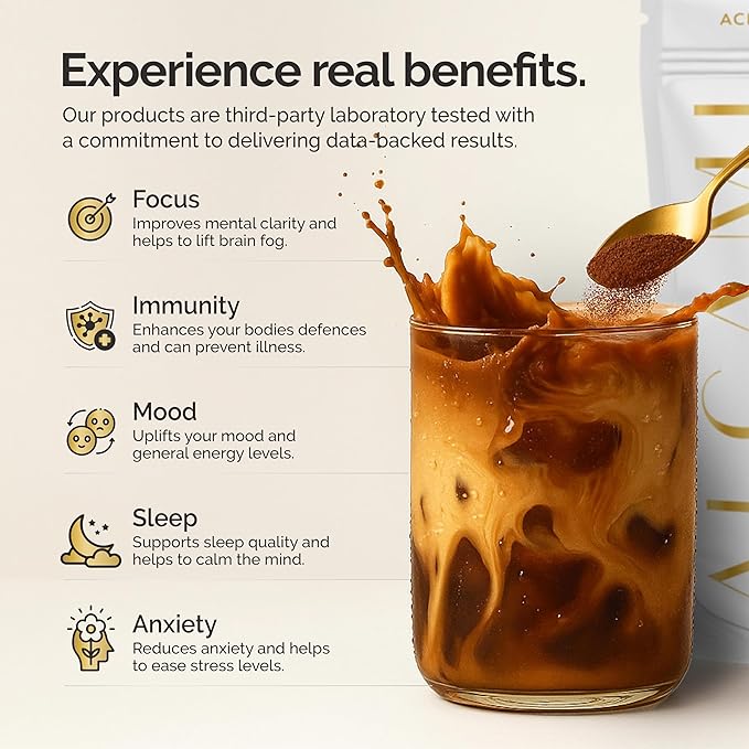 Mushroom Coffee Creamer Superfood Blend, 10X Concentrated Extract with Lion’s Mane, Reishi & Cordyceps, Energy & Focus Support, Premium Supplement Powder, 30 Servings