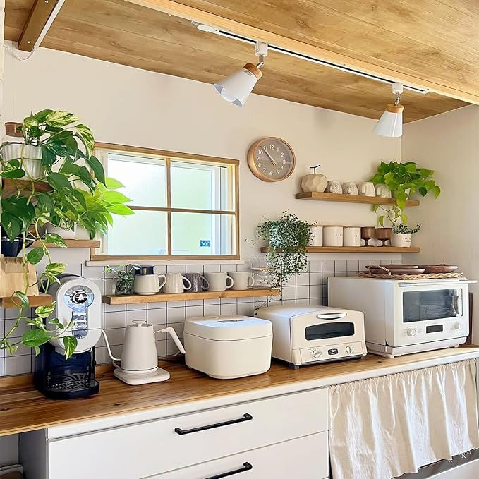 IAE Floating Wall Shelves 36 inch,Bathroom Shelf Wall Mounted,Invisible Shelves Floating Kitchen Shelving,Wooden Wall Shelving with Brackets for Living Room Wall Mounted,Easy Install,Set of 2,Natural