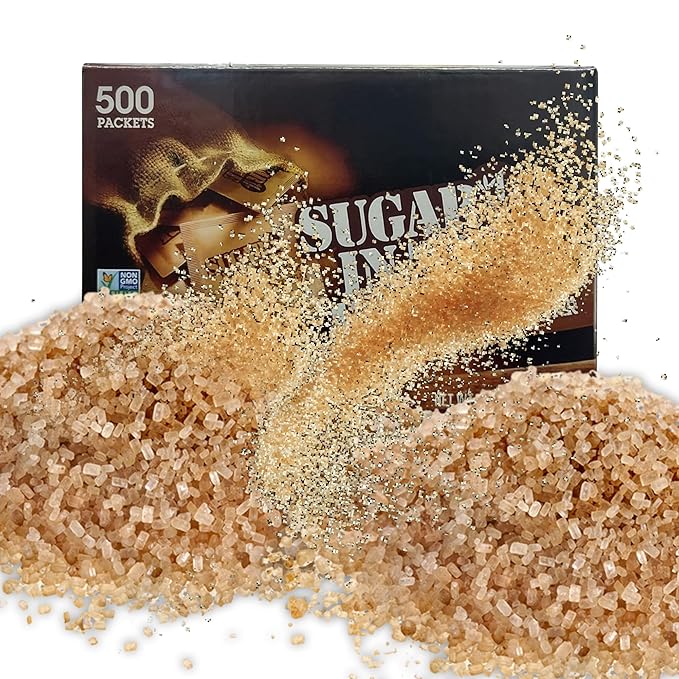 Sugar InThe Raw/Raw Natural Cane Brown Sugar Turbinado, 500 Count, Pack of 1, Natural Sweetener for Drinks and Baking Packets for Home, Office, Coffee, Bar, Gift,Restaurants, & Coffee Stations