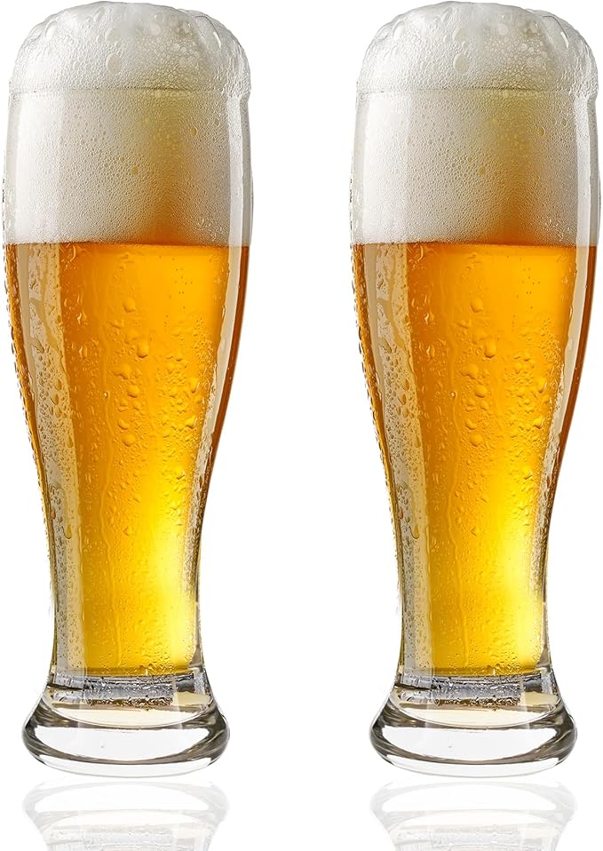 Bar Glasses, Classic Pilsner Tall Glasses with Heavy Base, 17 Oz. (Set of 2)