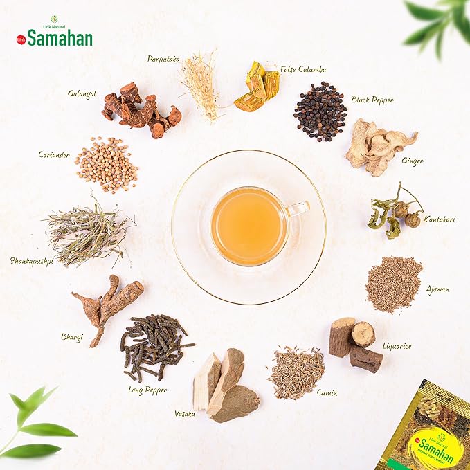 SAMAHAN Ayurvedic Herbal Tea Packets - Sri Lankan Ceylon Blend with 14 Natural Herbs Including Ginger, Black Pepper & More, Herbal Tea Bags for Wellness, Relaxation & Daily Comfort - 50 Count