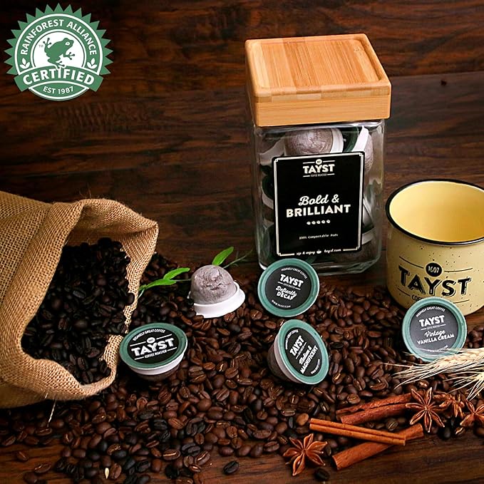 Tayst Coffee Pods, Vanilla Cream and Happy Hazelnut Medium Roast, K Cups Compatible with Keurig Coffee Maker, Sustainable Single Serve, Pack of 100