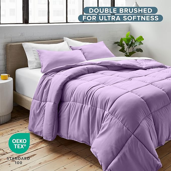 Bare Home Comforter Set - Full Size - Ultra-Soft - Goose Down Alternative - Premium 1800 Series - All Season Warmth (Full, Lavender)