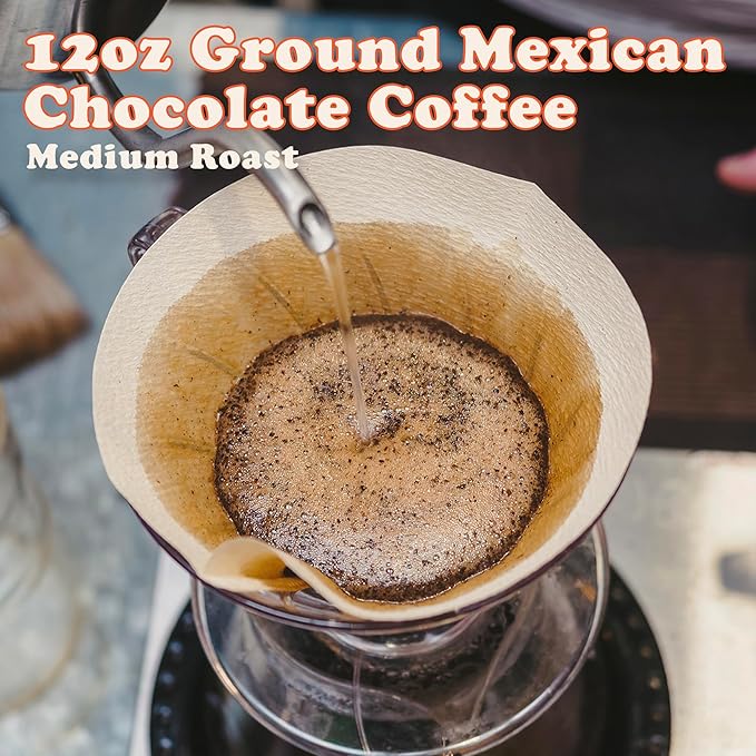 Roasty Buds Mexican Chocolate Coffee Grounds | Café Mexicano 100% Arabica Coffee, Natural Cinnamon Flavors (12 oz) | Gluten-Free, Non-GMO, No Sugar | Medium Roast (12 Ounce, Mexican Chocolate Ground)