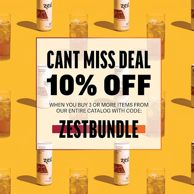 Zest Clean Energy Drink – Sweet Chai Infusion – 150mg Caffeine + 100mg L-Theanine – Natural Focus & Concentration Boost – Healthy Energy Drink 12oz Can 12 Pack – Low Sugar, No Artificial Sweeteners