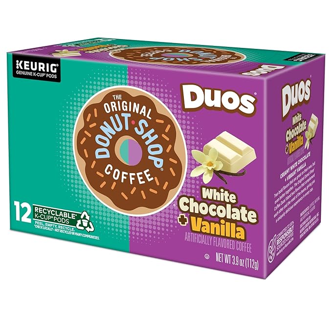 The Original Donut Shop Duos White Chocolate + Vanilla, Keurig Single Serve K-Cup pods, 72 Count