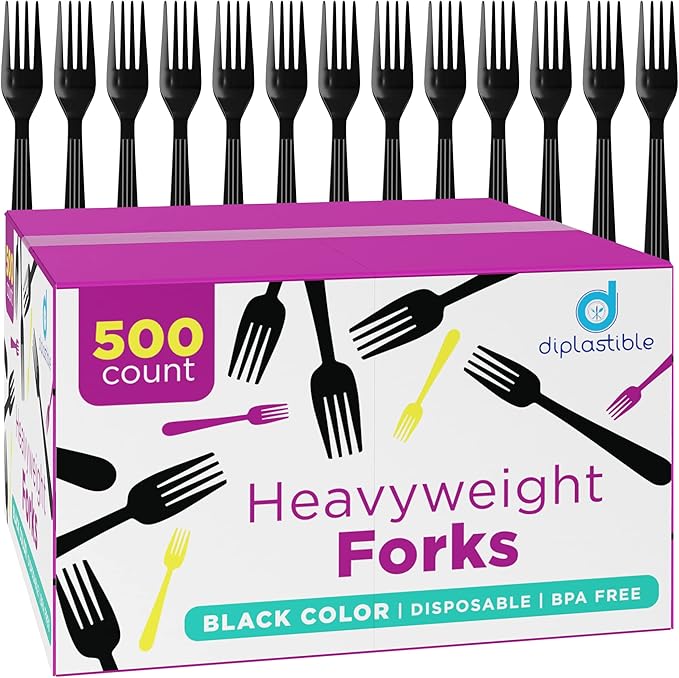 Plastic Forks Heavy Duty - Forks Plastic Disposable Utensils - Cutlery For Parties, Celebrations And Events Pack Of 500