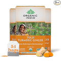 ORGANIC INDIA Tulsi Tumeric Ginger Herbal Tea - Stress Relieving & Harmonizing, Immune Support, Aids Digestion, Vegan, Caffeine-Free - 54 Infusion Bags, 3 Pack