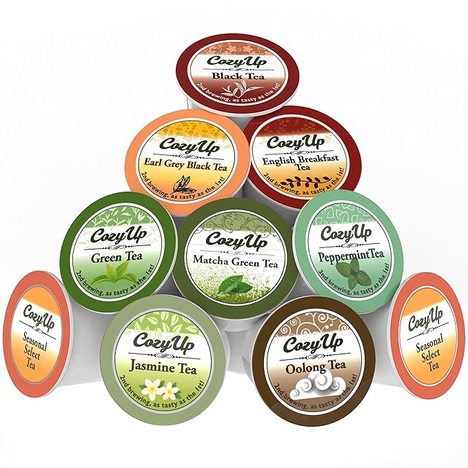 Cozy Up 100-Count Variety Pack Tea, Compatible with Keurig Brewers, Includes Green, Black, Jasmine, Earl Grey, English Breakfast, Oolong, Peppermint, Matcha Green & 2 Seasonal Select Tea