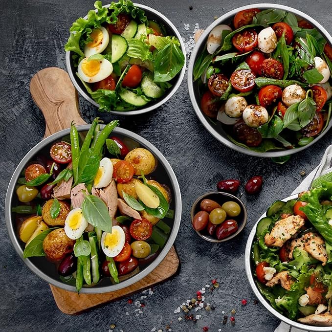 Stainless Steel 8 QT Mixing Bowl | Home & Commercial Quality | Flat Bottom | Cooking, Baking, Meal Prep [1PK]