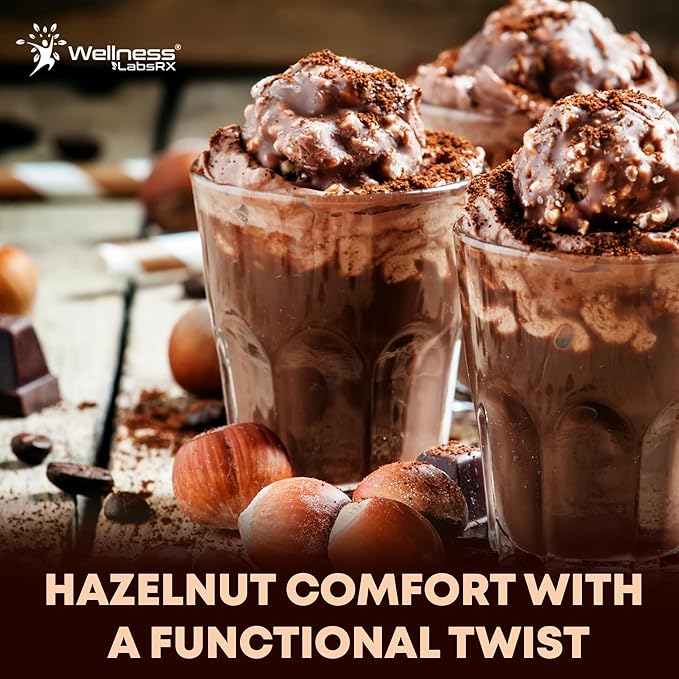 Mushroom Hazelnut Powder with Reishi 10:1 Extract, Hot Cocoa Powder Caffeine-Free Mushroom Coffee Alternative - Adaptogenic Superfood Drink for Focus, Relaxation, and Mood Support - 30 Servings
