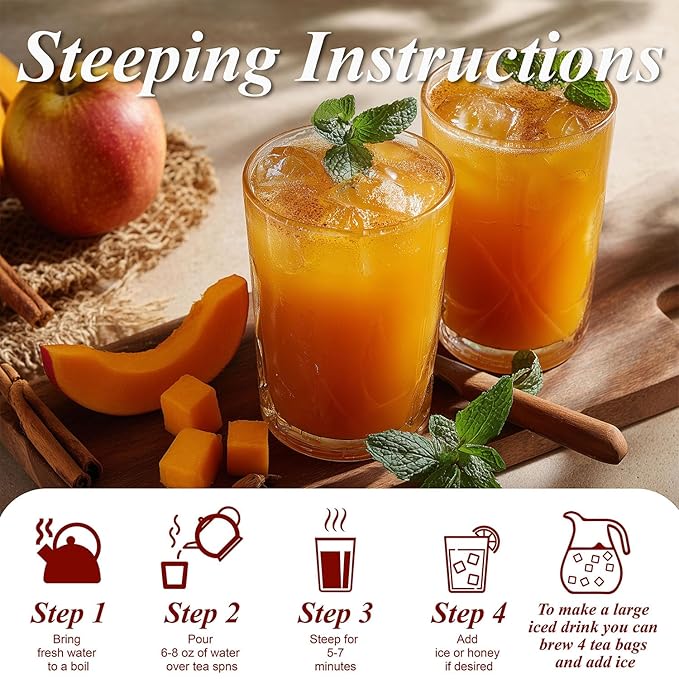 WT WEETEE Decaf Pumpkin Spice Tea, 50 Count Decaffeinated Black Tea Bags with Pumpkin Spice Chai Flavor, Warm, Spicy & Aromatic, Holiday and Fall | Halloween Tea