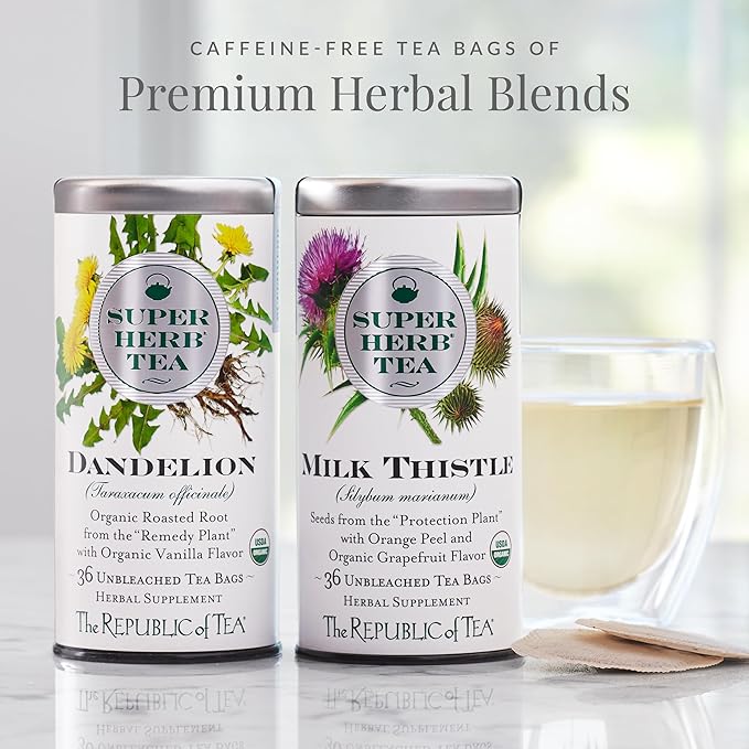 The Republic of Tea — Raspberry Leaf SuperHerb Tea Tin, 36 Herbal Tea Bags, Naturally Caffeine-Free
