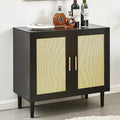 27.9 Inch Accent Sideboard Buffet Cabinet with Storage, Rattan Cabinet with Doors and Shelves, Black Farmhouse Coffee Bar Kitchen Storage Cabinets for Entryway Living Room