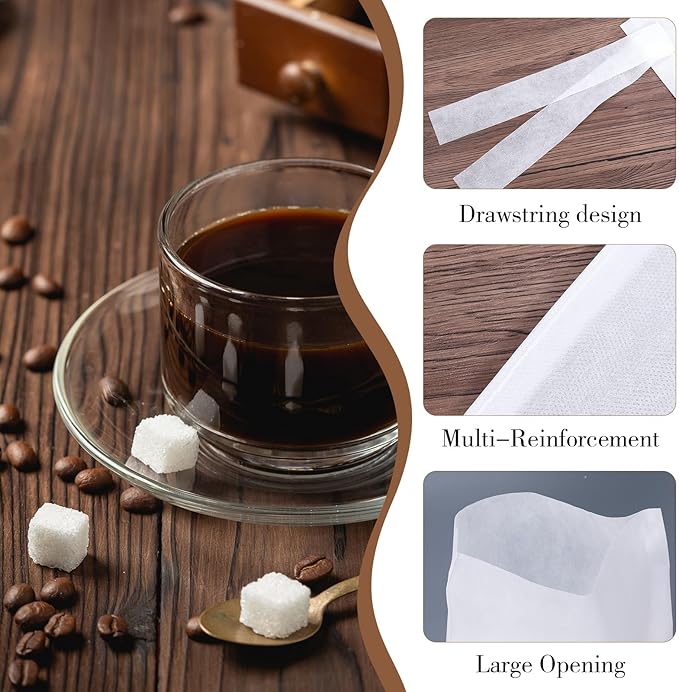 50pcs No Mess Cold Brew Bags, 17.72" x 19.69" inch Disposable Coffee Filter Bag Fine Mesh Brewing Drawstring Pouches for Iced Coffee Hot Tea Herbe Spice
