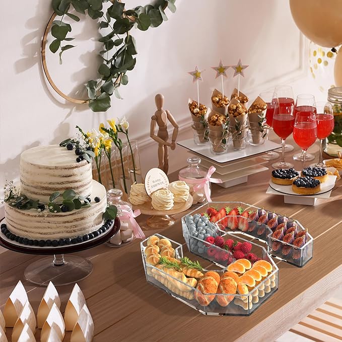 11" Acrylic Letter Charcuterie Tray, Charcuterie Letters Fillable Box for Food, Reusable Serving Cake Candy Dish Display Tray for Birthday Anniversary Party Decoration (Letter S)
